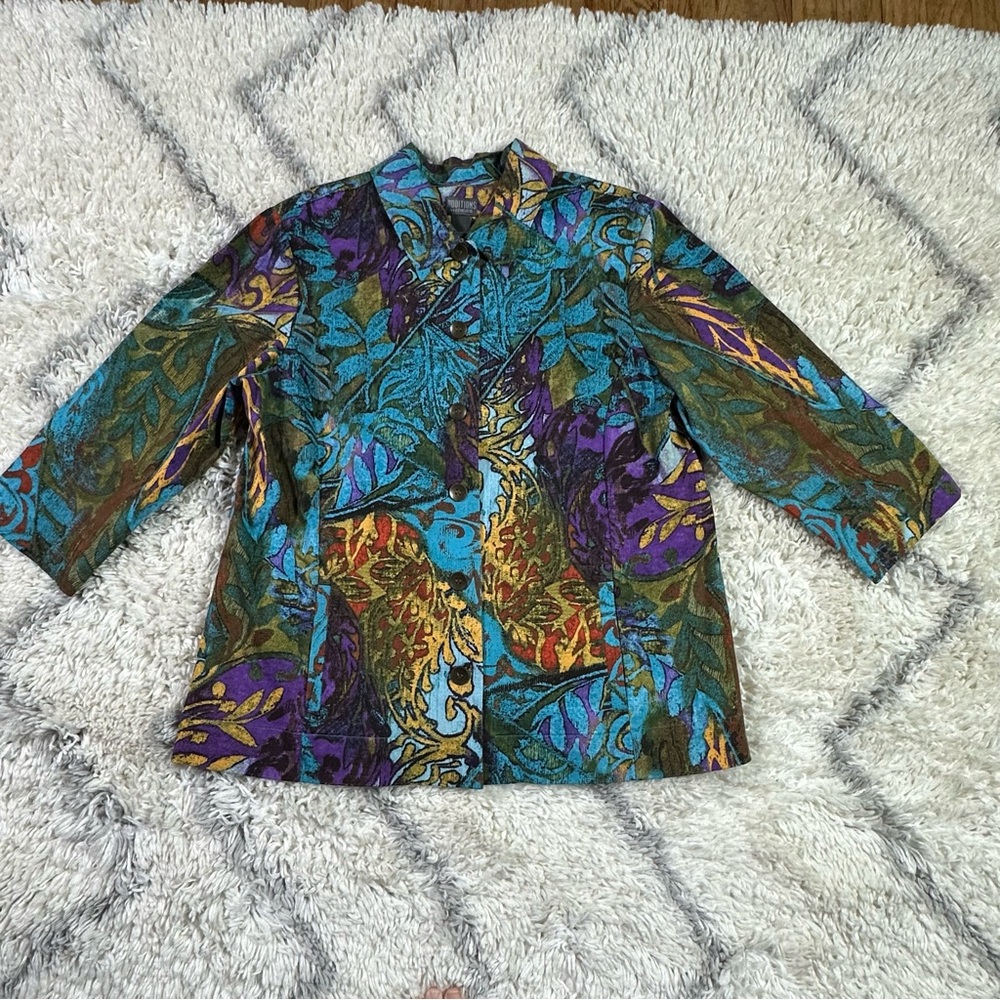 Chico's Multicolor Patterned Open-Front Blazer in… - image 1